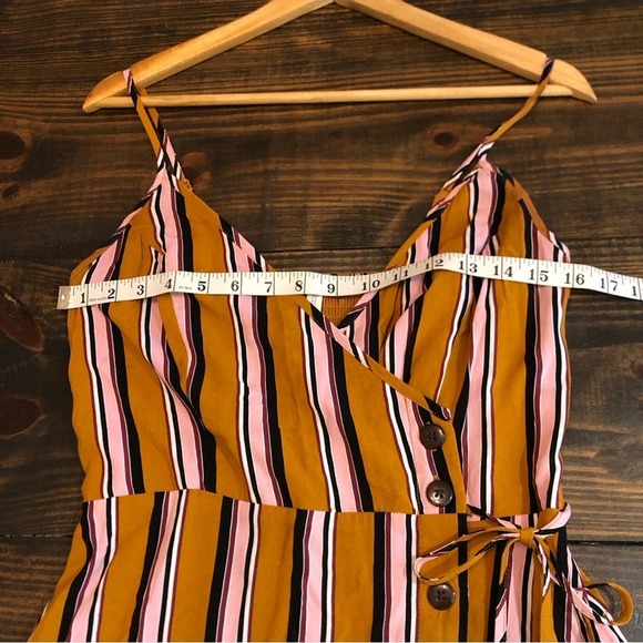 Xhileration Striped Wrap Tank Dress Women’s Size Medium Boho Lightweight Smocked - Picture 8 of 11